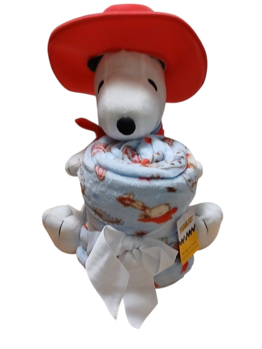 Snoopy Plush with Blue Printed Blanket - Red Hat